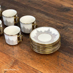 Set of 6 Gold Edge Ceramic Coffee Cup Set