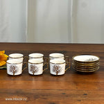 Set of 6 Gold Edge Ceramic Coffee Cup Set