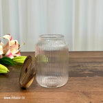 3 Pack Glass Wooden Lid Storage Jars