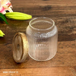 3 Pack Glass Wooden Lid Storage Jars