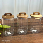 Glass Wooden Lid Storage Jar