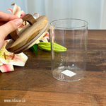 Glass Wooden Lid Storage Jar