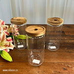 Glass Wooden Lid Storage Jar