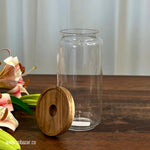 Glass Wooden Lid Storage Jar