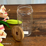 Glass Wooden Lid Storage Jar