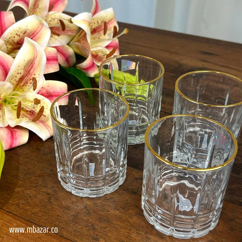 6-Piece Trasparent Gold Edge Glass Set