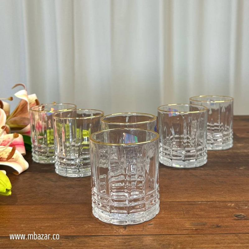 6-Piece Trasparent Gold Edge Glass Set