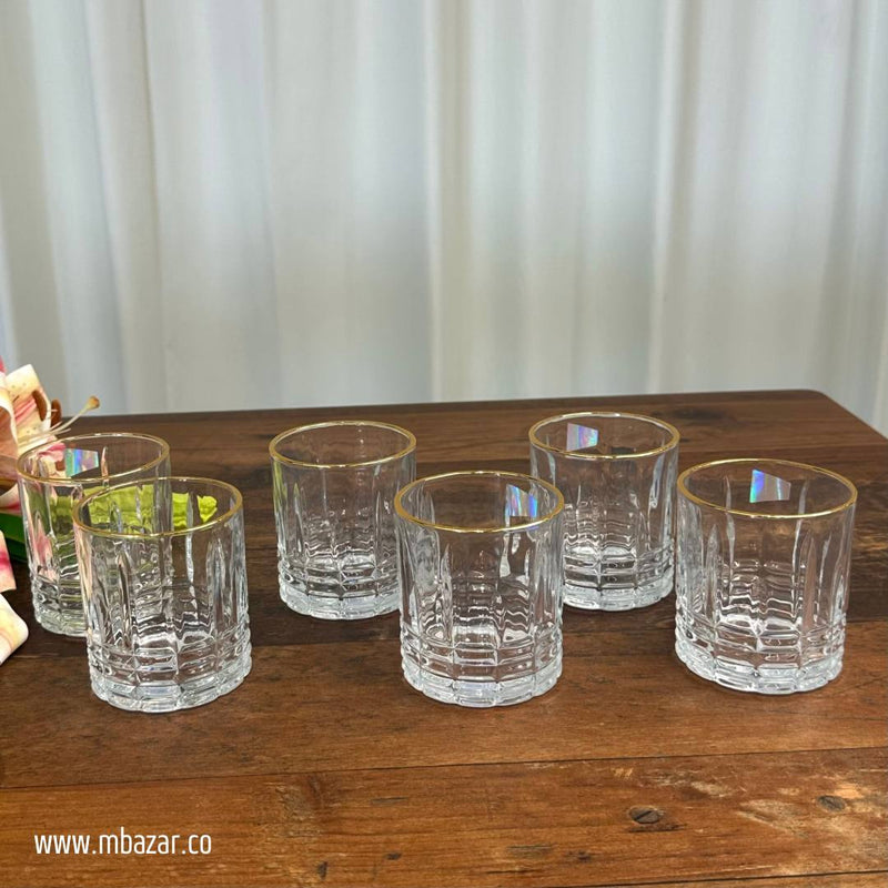 6-Piece Trasparent Gold Edge Glass Set