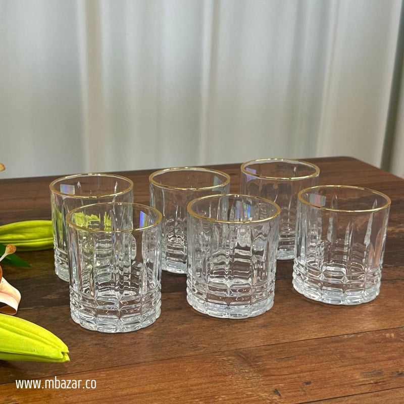 6-Piece Trasparent Gold Edge Glass Set