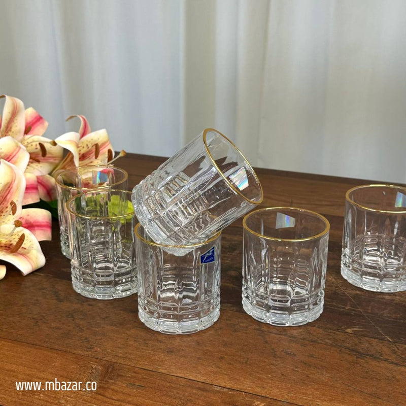 6-Piece Trasparent Gold Edge Glass Set