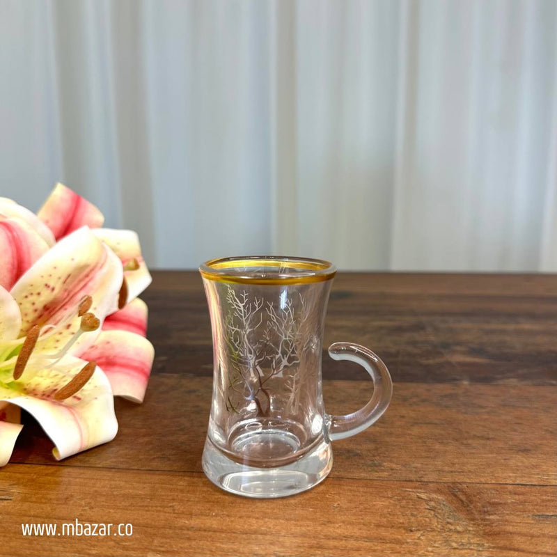 Gold Edge Glass Tea Cup and Sauser Set