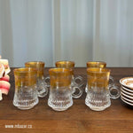 Gold Edge Glass Tea Cup and Sauser Set