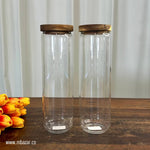 Glass Wooden Lid Storage Jar