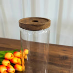 Glass Wooden Lid Storage Jar