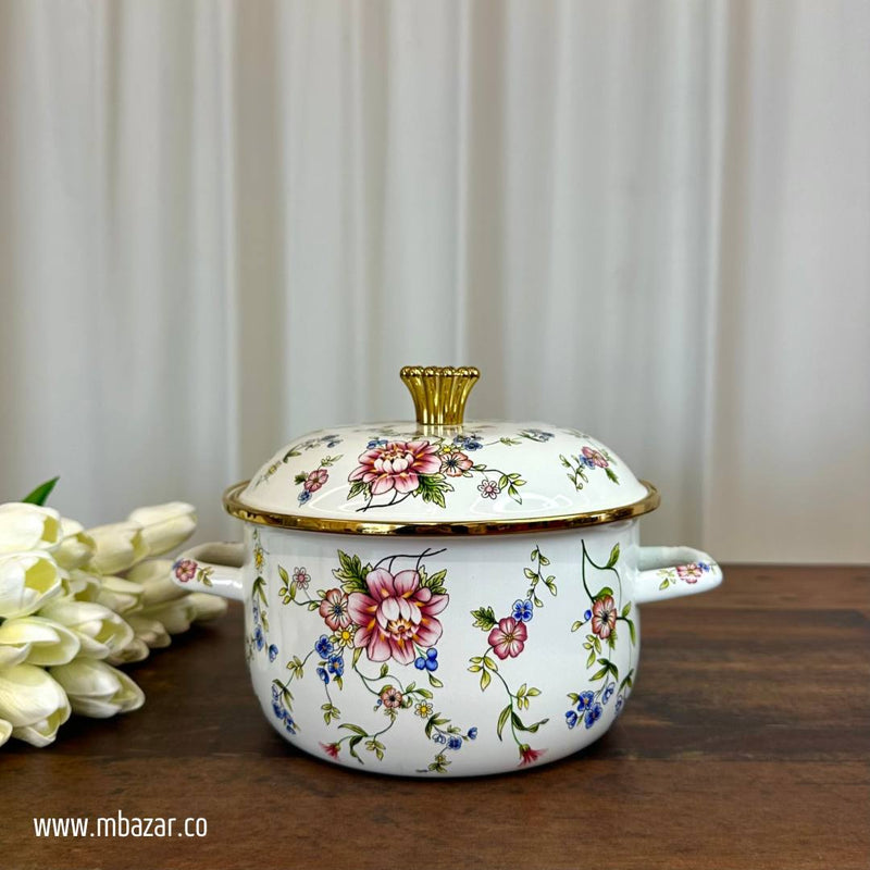 Enamel Cooking Floral Design Stockpot