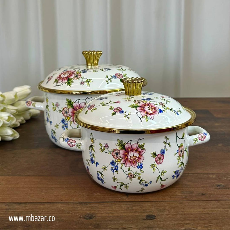 Enamel Cooking Floral Design Stockpot