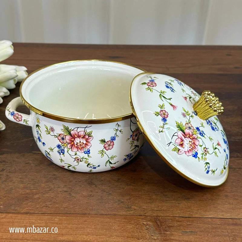 Enamel Cooking Floral Design Stockpot