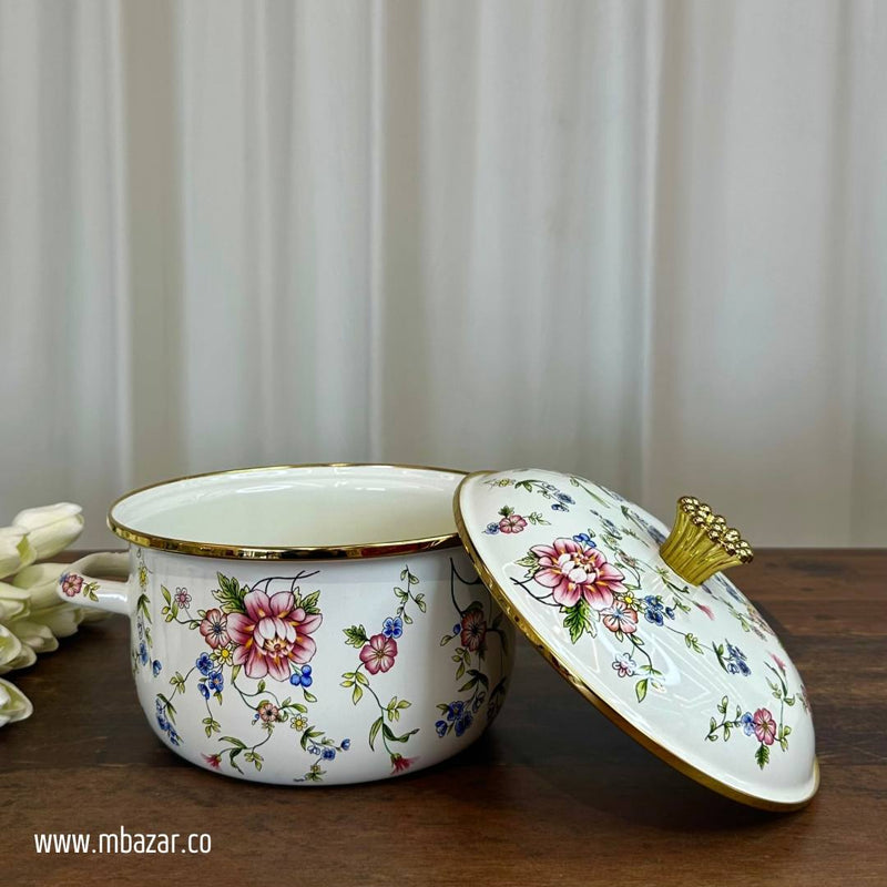 Enamel Cooking Floral Design Stockpot