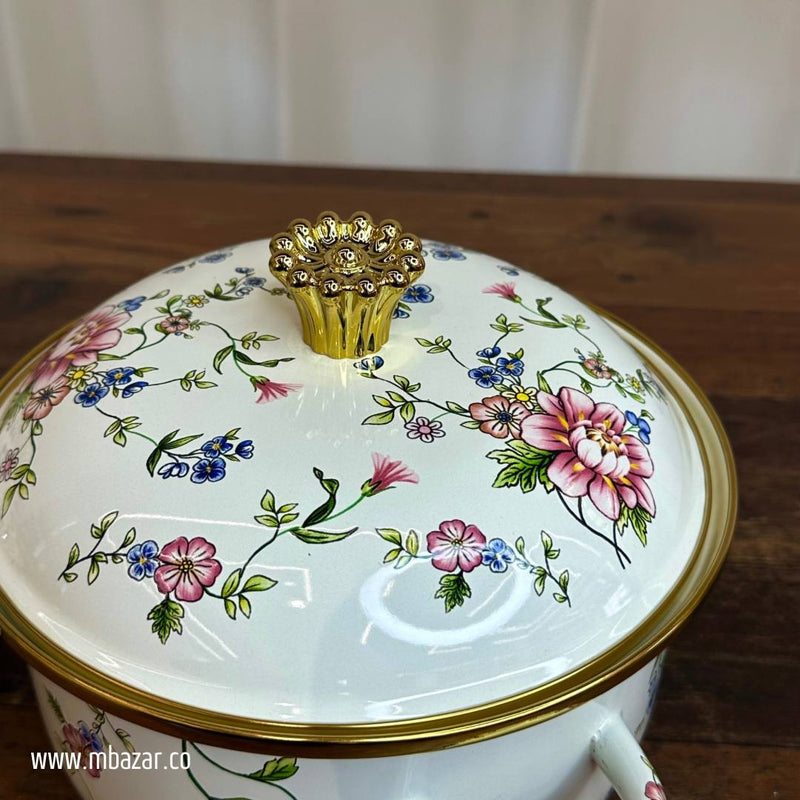 Enamel Cooking Floral Design Stockpot