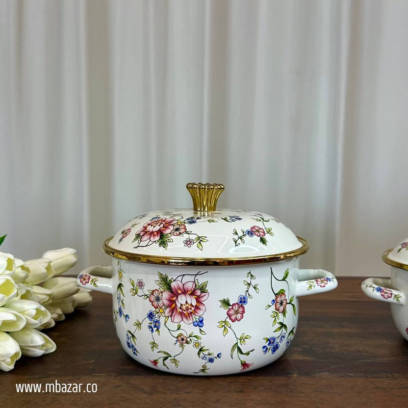 Enamel Cooking Floral Design Stockpot