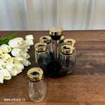 6Pcs Rotating Glass Condiment/Spice Jar Set