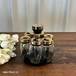 6Pcs Rotating Glass Condiment/Spice Jar Set