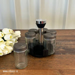 6Pcs Rotating Glass Condiment/Spice Jar Set