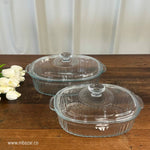 2pcs Heat Resistant Oval Glass Casserole