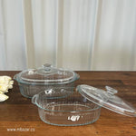 2pcs Heat Resistant Oval Glass Casserole