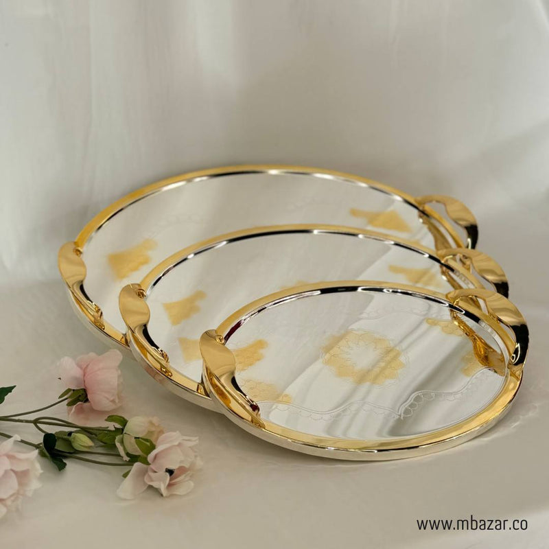 3Pcs Luxury Decorative Gold Edge Tray