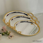 3Pcs Luxury Round Decorative Gold Edge Tray