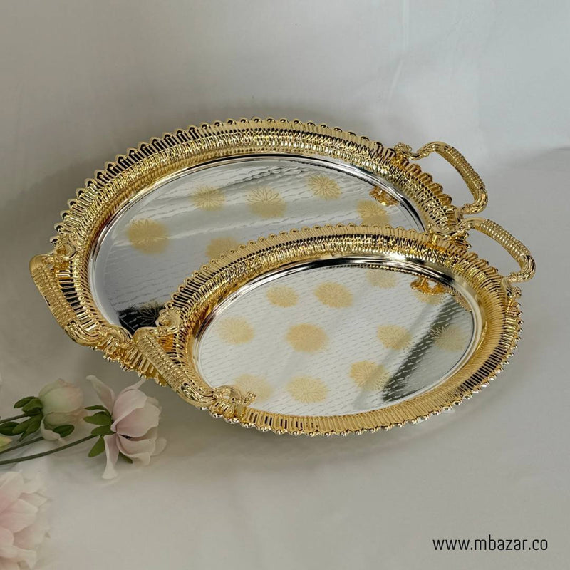 Set of 2 Luxury Decorative Gold Edge Tray