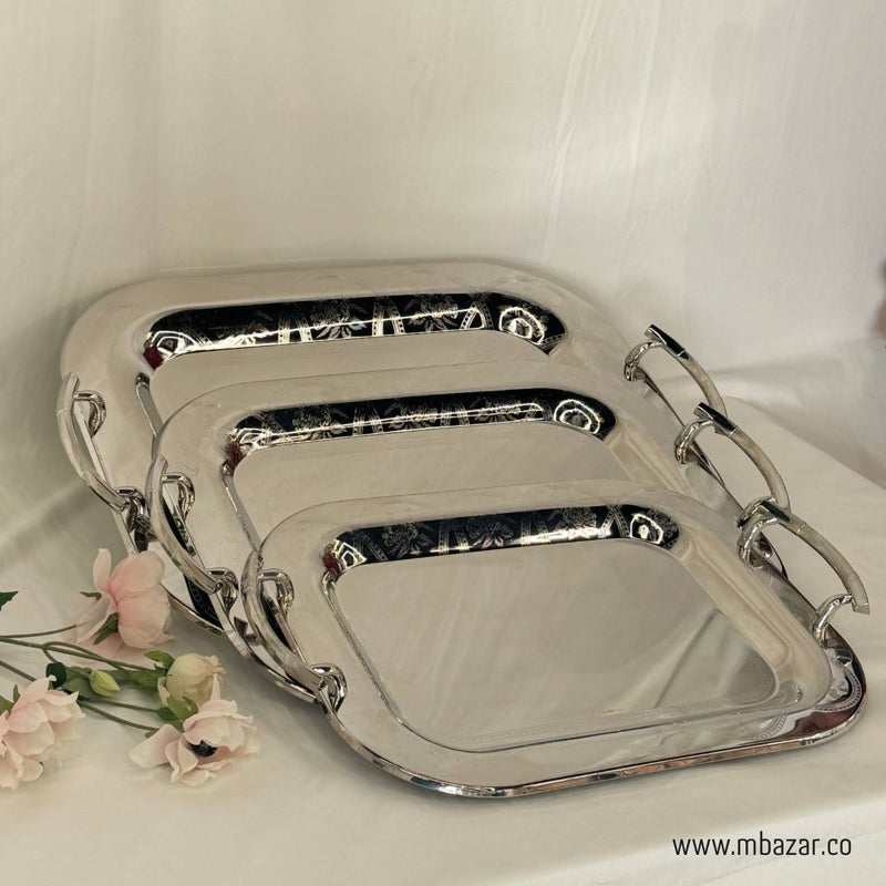 3Pcs Luxury Decorative Silver Tray