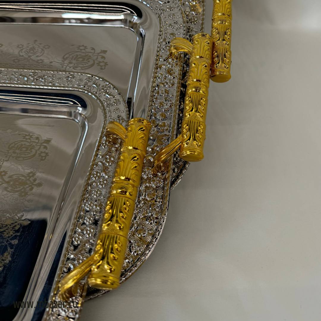 3pcs سێتی سینی زیو دیکۆراتی لوکس