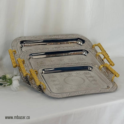 3pcs سێتی سینی زیو دیکۆراتی لوکس