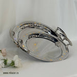 2Pcs Round Stainless Steel Decorative Tray Set