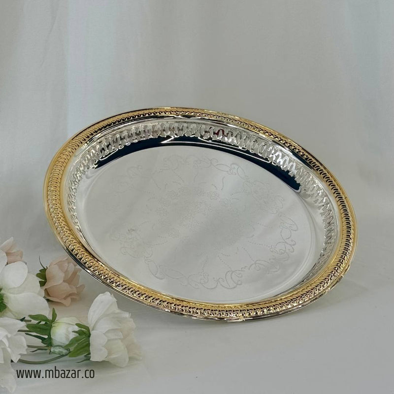 Luxury Decorative Gold Edge Round Tray