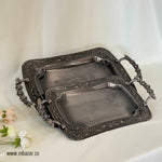 Set of 2 Luxury Decorative Steel Tray Set