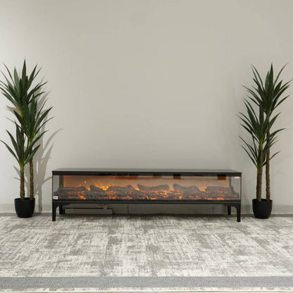 3D Modern TV Table with Fireplace Decor