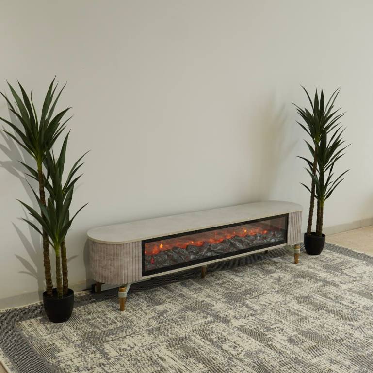 Lala Modern TV Table with Fireplace Decor