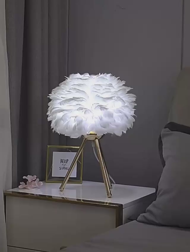 Hand-Made Goose Feather Table Lamp