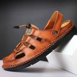 Men Leather Summer Breathable Sandals