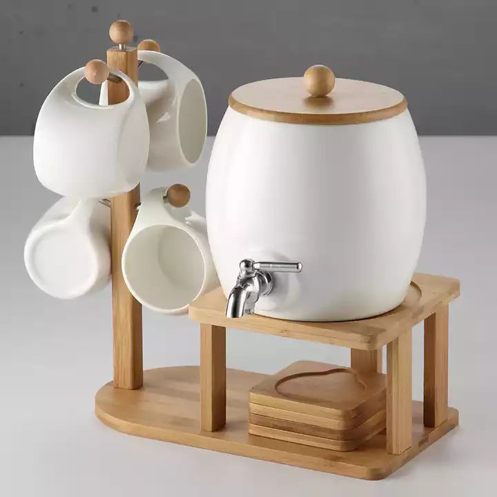 Ceramic Coffee Kettle and Hanging Cups