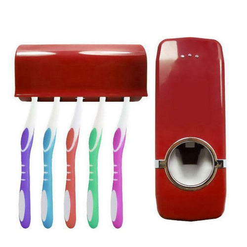 Wall Mounted Automatic Toothpaste Squeezer Toothbrush Holder