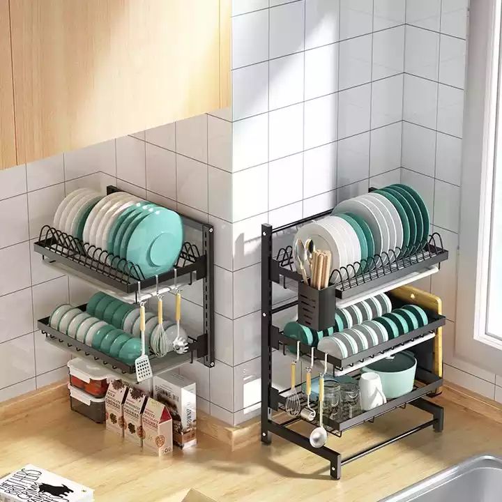 2 Tiered Wall Mounted Plate Rack