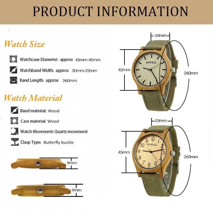 BEWELL Classic Hand-Craft Wood Hand Watch