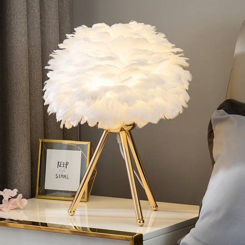 Hand-Made Goose Feather Table Lamp