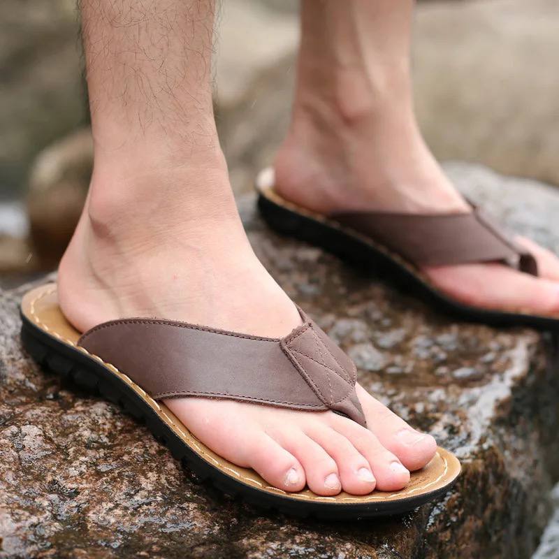 Leather Summer Men and Women Flip Flops